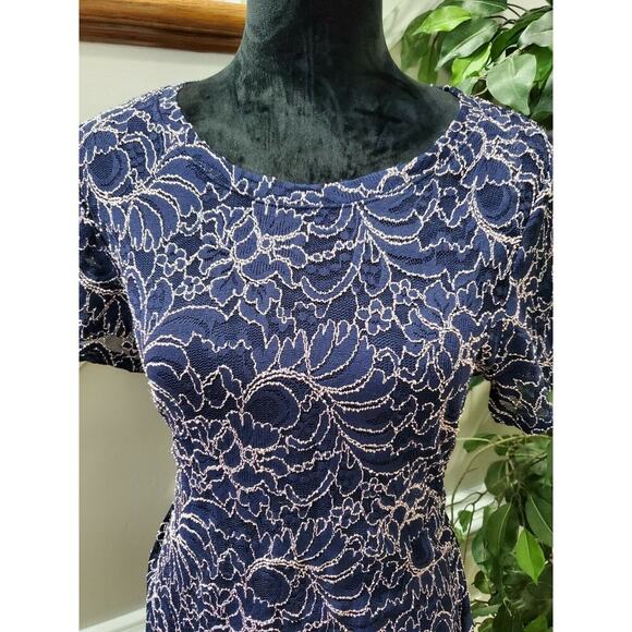 Motherhood Women's Blue Nylon Short Sleeve Round Neck Knee Length Dress Size L - Picture 5 of 12